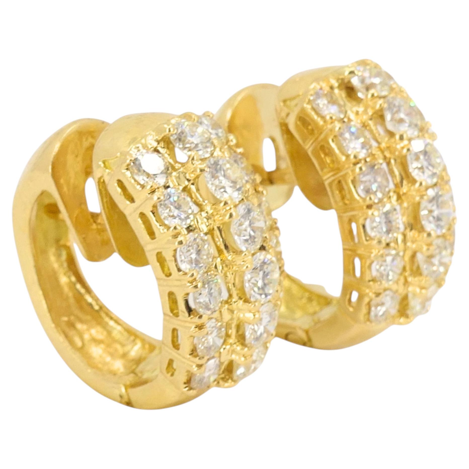 Diamond Earrings Vintage 18k Gold Hoop Earrings French Jewelry