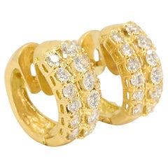 Diamond Earrings Vintage 18k Gold Hoop Earrings French Jewelry