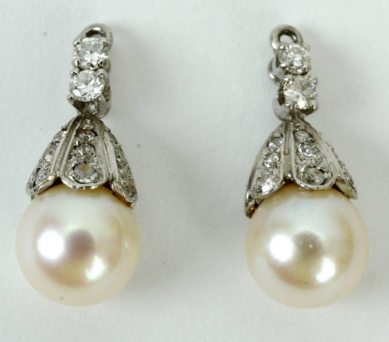 Diamond Earrings with Detachable Pearl and Diamond Drops by Charles Vaillant 3