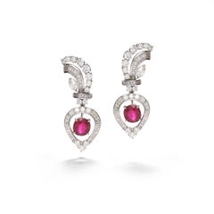 Diamond Earrings with Rubies