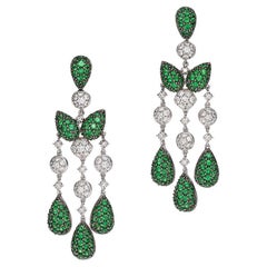 Diamond Earrings with Tsavorites