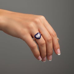 Diamond Eclipse 14K (or 18k upon request) Gold Enamel Solitaire Ring