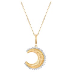 Collier à breloques en or jaune 14K (ou 18k sur demande) Diamond Edge Moon