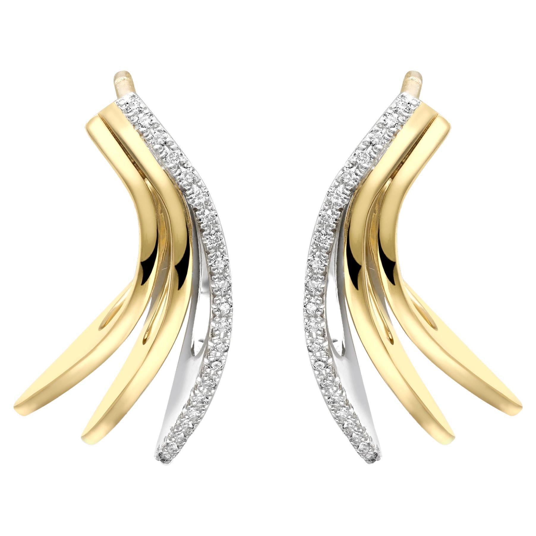 STRATA EARRINGS White and yellow gold with a single diamond edge by Liv Luttrell