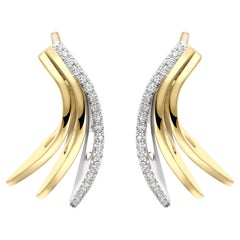 STRATA EARRINGS White and yellow gold with a single diamond edge by Liv Luttrell