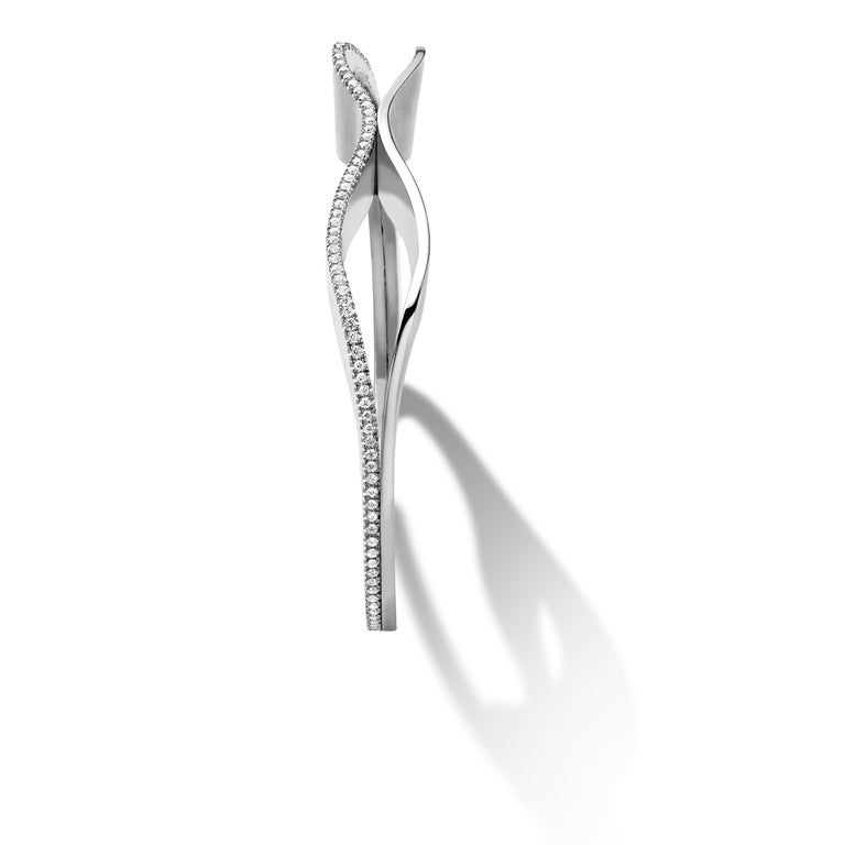Diamond Edge Stratum Bangle, Handmade in 18 Karat White Gold by Liv