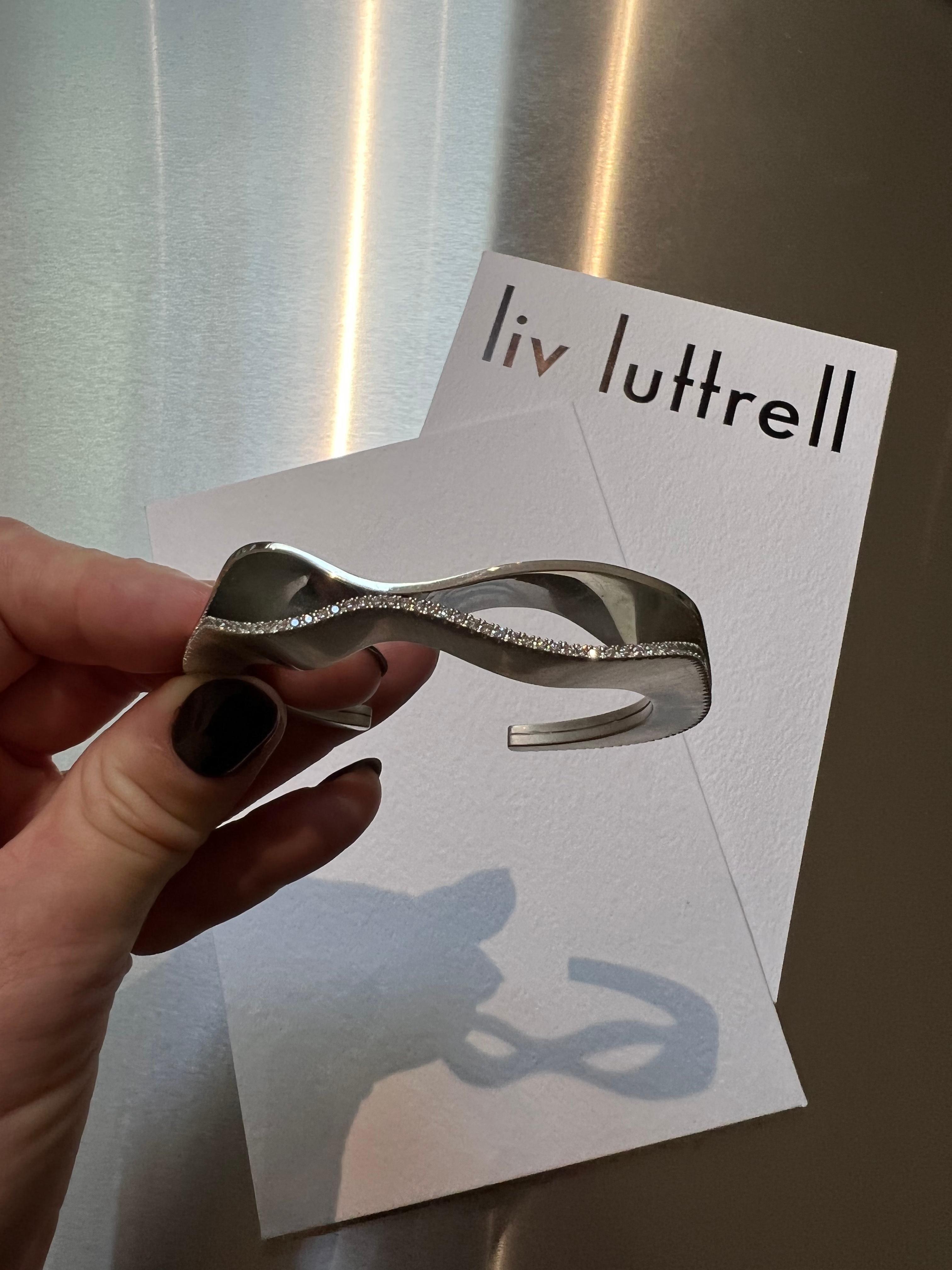 Contemporary STRATUM BANGLE White gold with a single diamond edge by Liv Luttrell For Sale