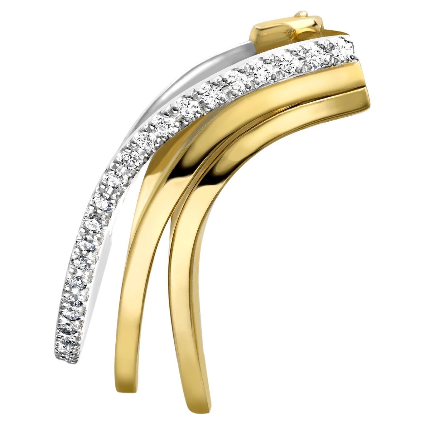 STRATUM EAR CUFF White and yellow gold with single diamond edge by Liv Luttrell For Sale