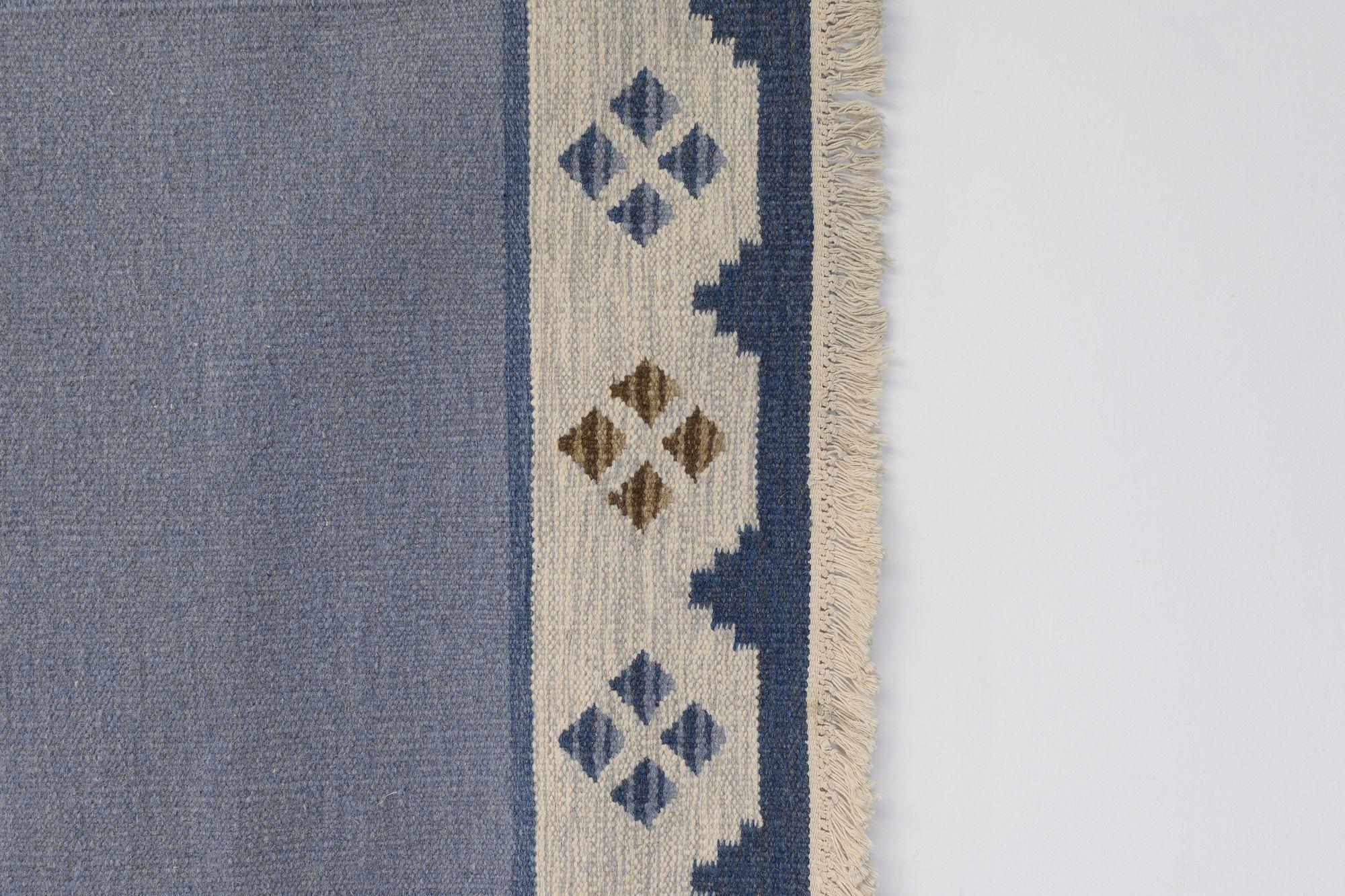 Diamond Edged Swedish Kilim For Sale 1