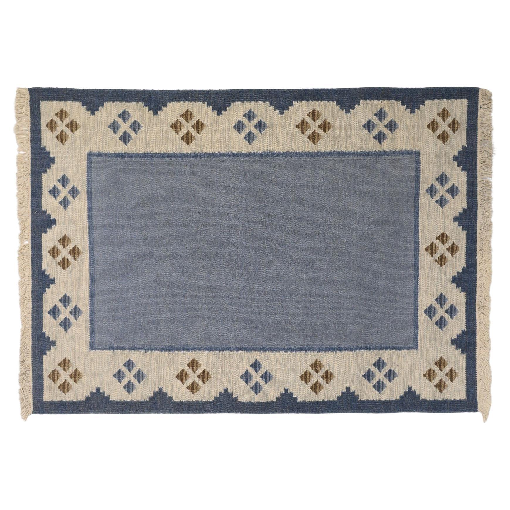 Diamond Edged Swedish Kilim For Sale