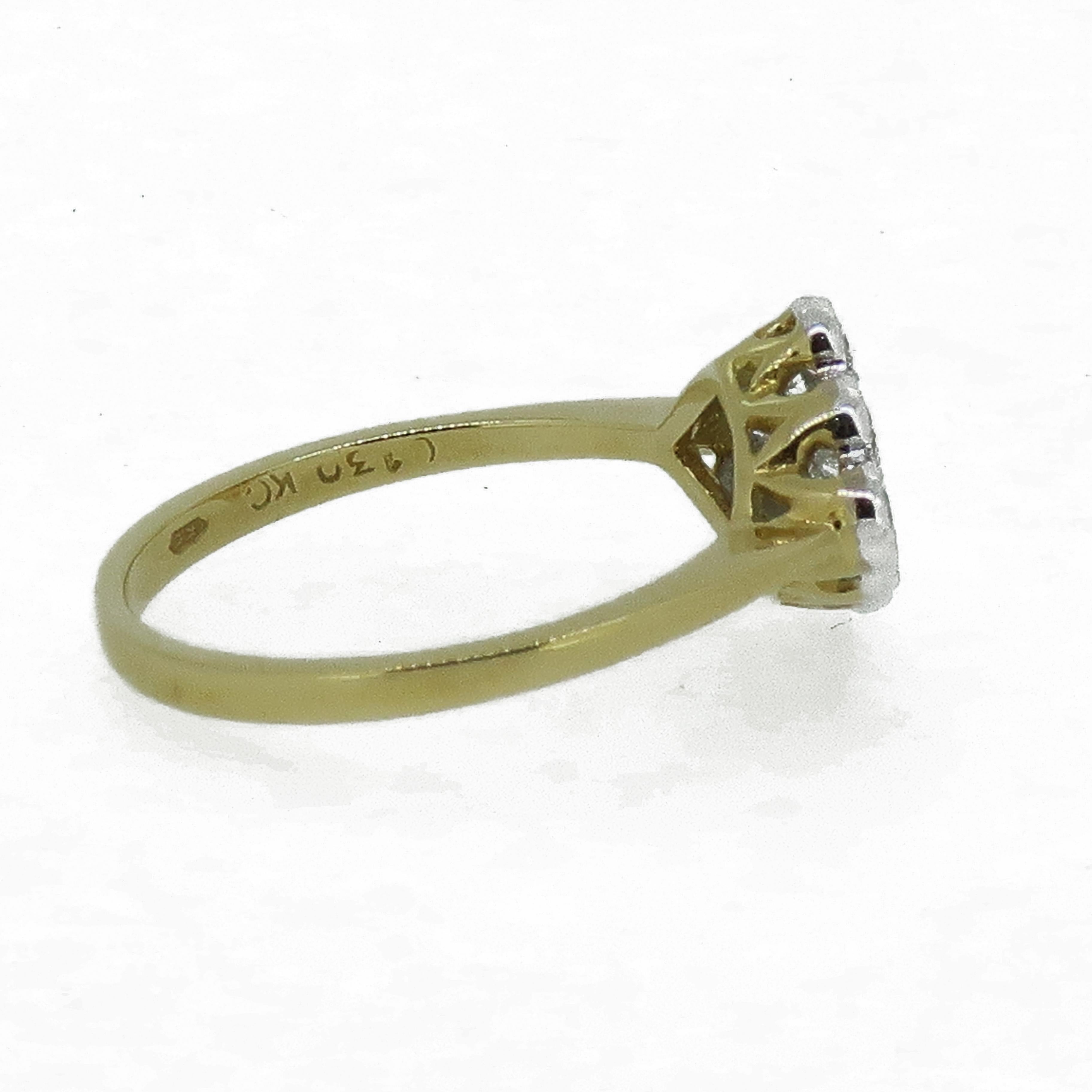 Brilliant Cut Diamond Edwardian Style Cluster Ring 18 Karat Yellow and White Gold