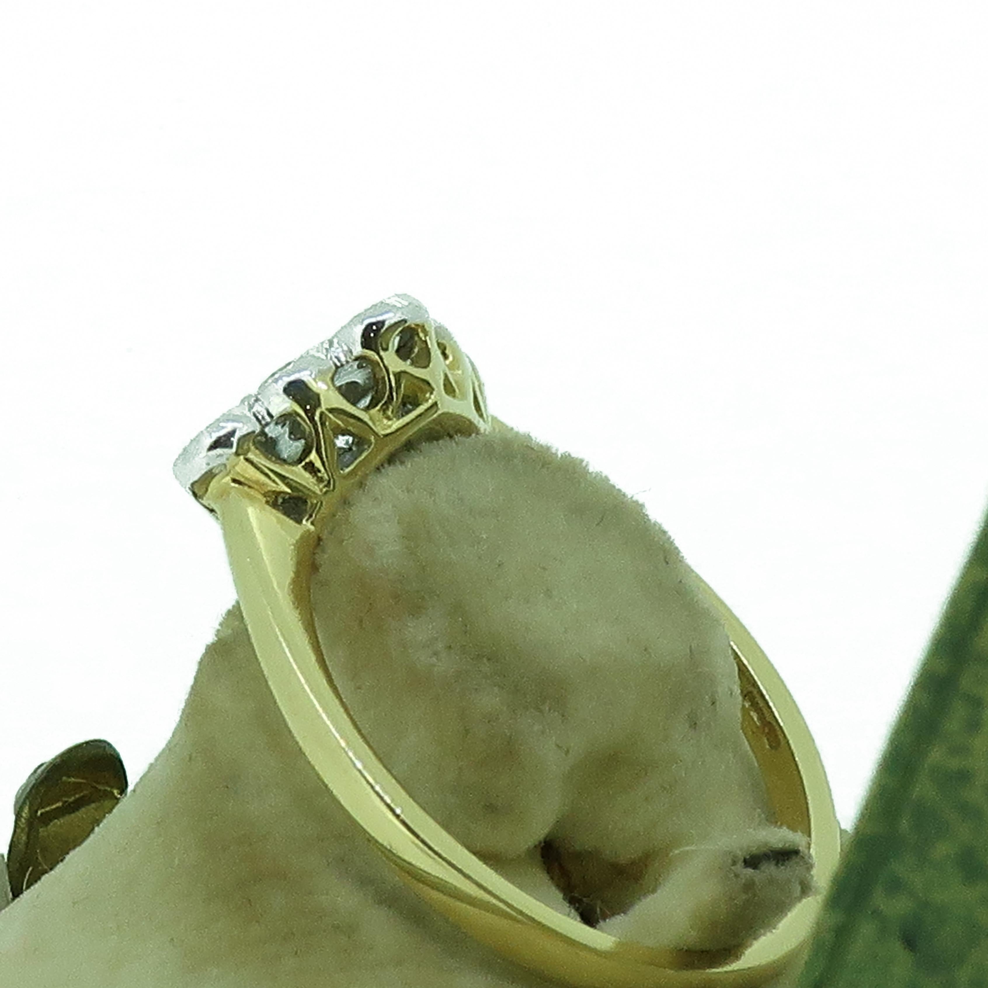 Women's Diamond Edwardian Style Cluster Ring 18 Karat Yellow and White Gold