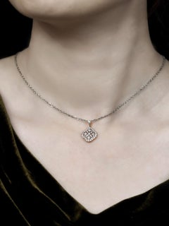 Diamond Edwardian Style Floral Pendant in 14K Two Tone Gold
