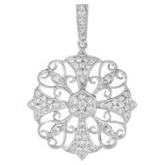 Diamond Edwardian Style Floral Pendant in 14K White Gold