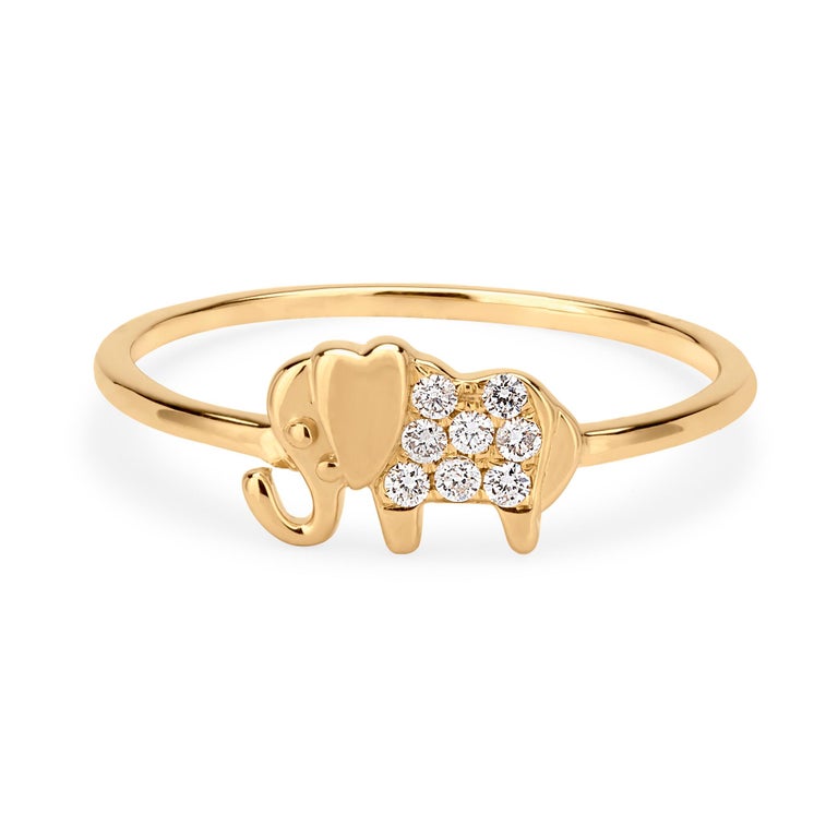 Luxle Diamond Elephant Ring in 18k Yellow Gold For Sale at 1stDibs