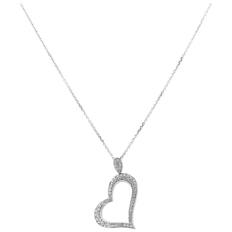 Diamond Elongated Heart Necklace at 1stDibs