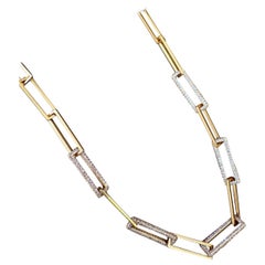 Diamond Elongated Link Necklace 18 Inches in 18k Yellow Gold