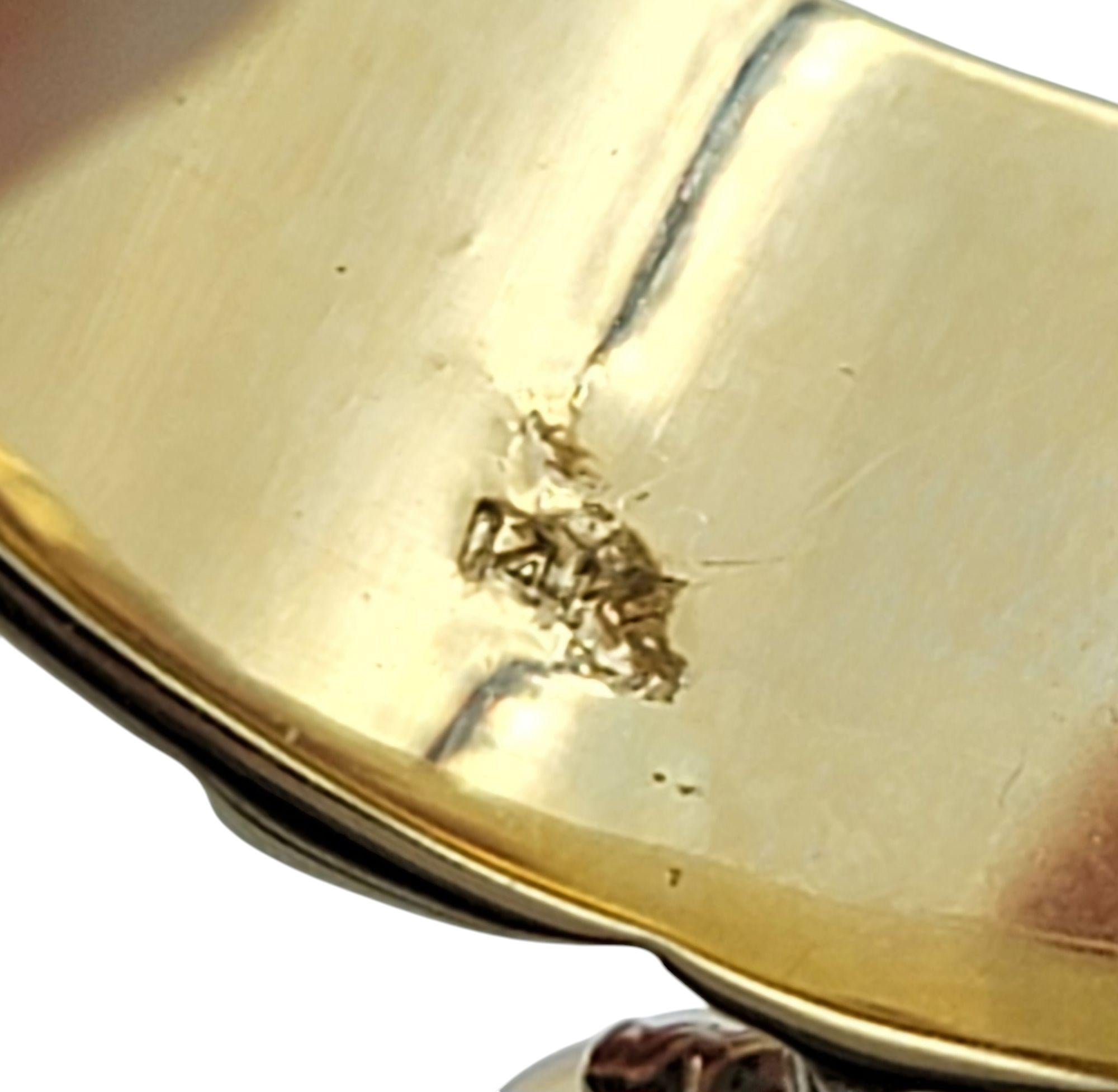 Diamond Embellished Honey Bee Wide Band Ring in Two-Tone 14 Karat Gold For Sale 2
