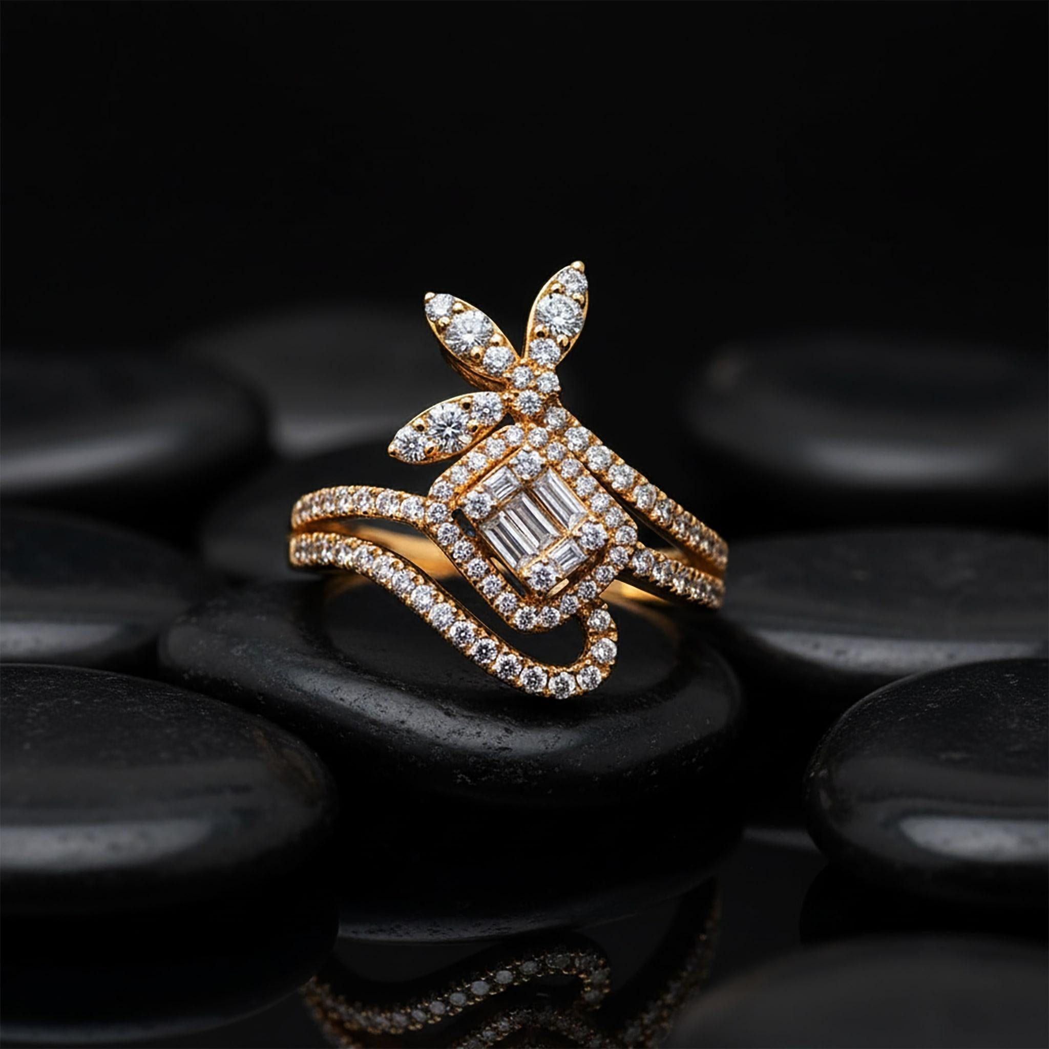 En vente :  Bague à tourbillon en or 14K (ou 18k sur demande) Diamond Embrace 3