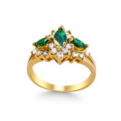Diamond and Emerald 14 Karat Gold Ladies Ring