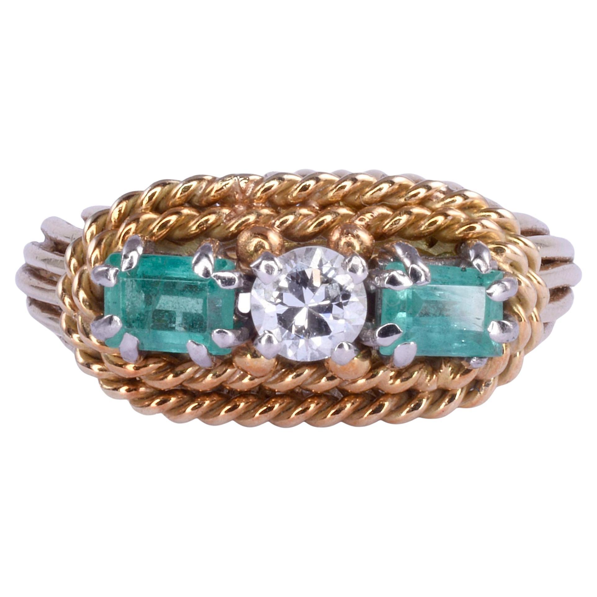 Diamond Emerald 18K Gold Ring
