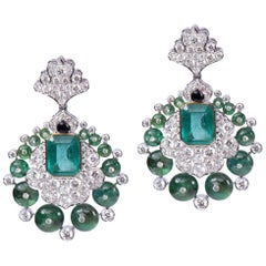 Diamond Emerald Beads Onyx Earring