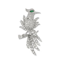 Diamond & Emerald Bird Brooch