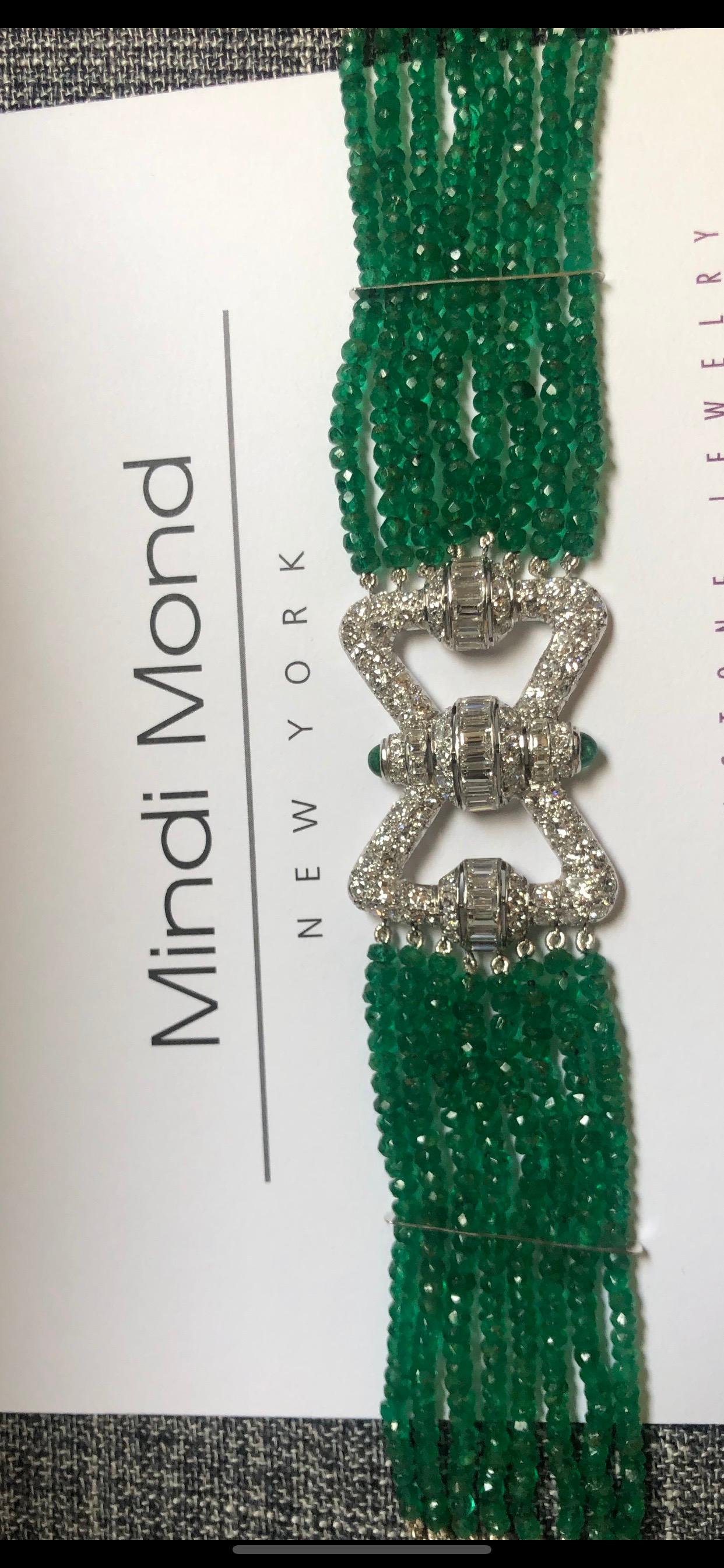 Art Deco Diamond Emerald Bow Bracelet