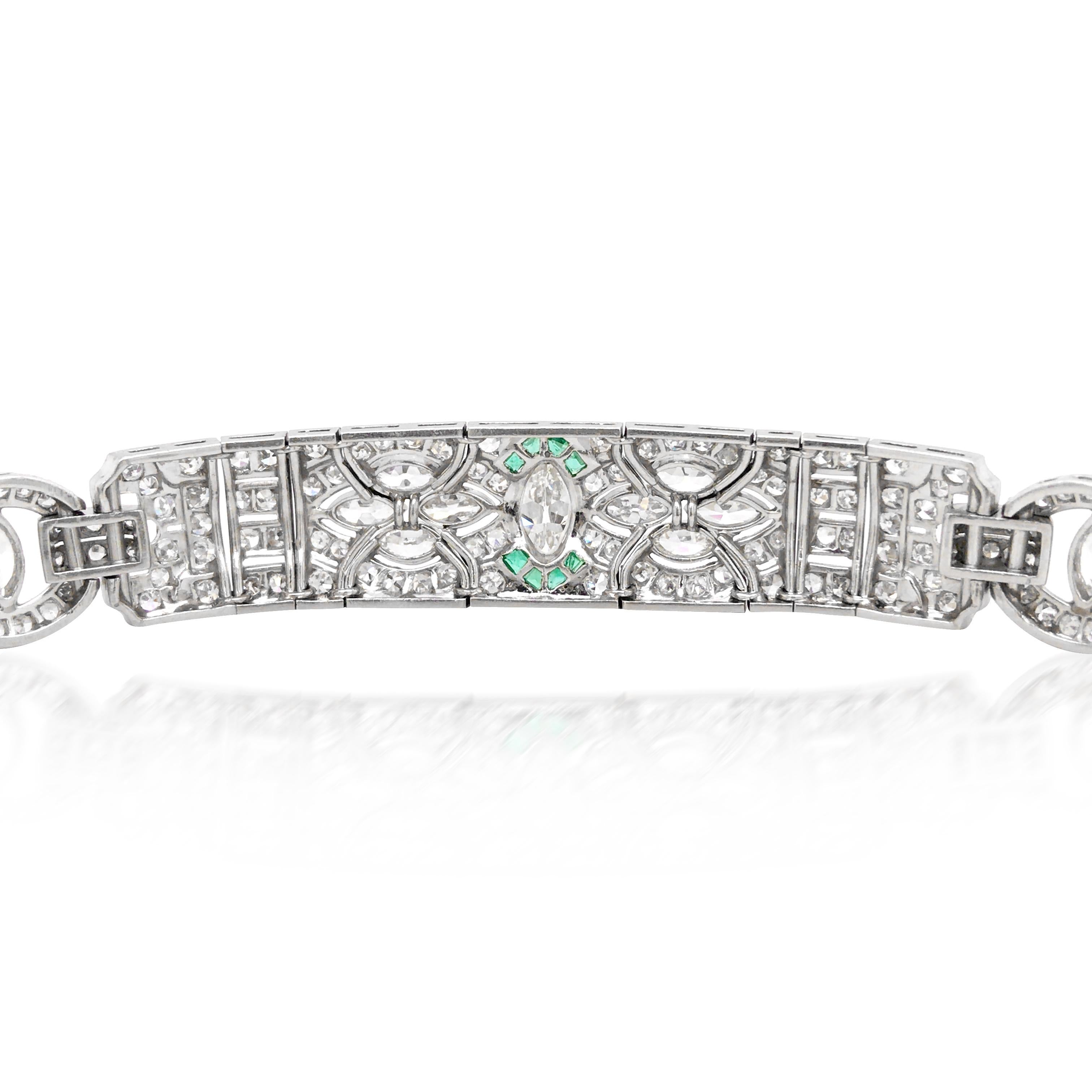 Women's or Men's Diamond Emerald Bracelet For Sale