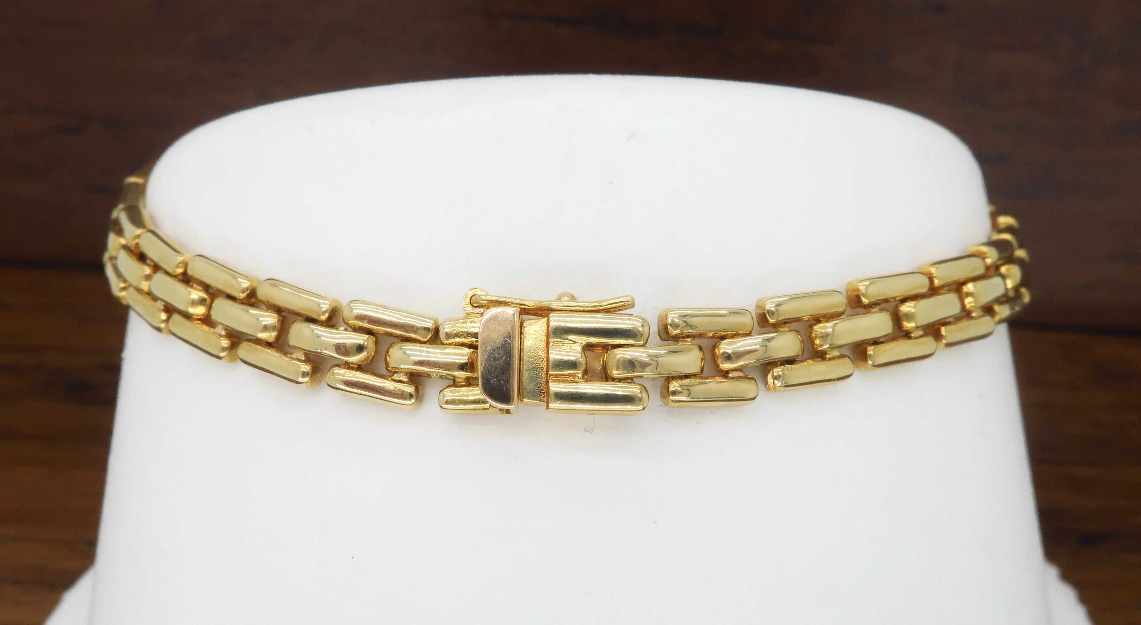 Round Cut Diamond and Emerald Bracelet Made in 14 Karat Yellow Gold
