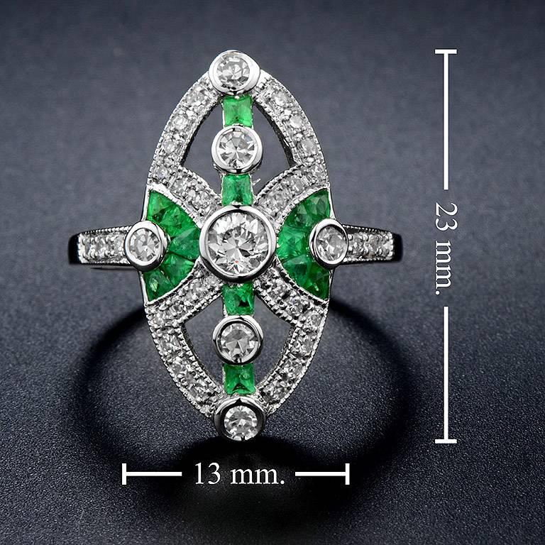 Diamond Emerald Cocktail Ring 1