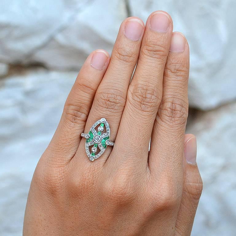 Diamond Emerald Cocktail Ring 2