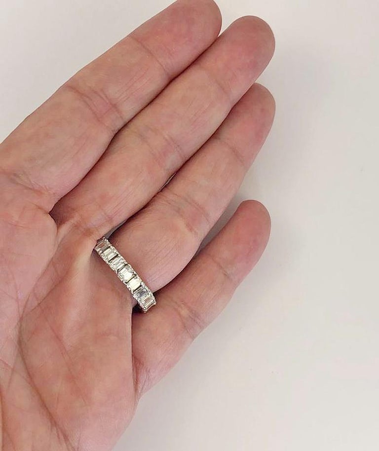 Diamond Emerald Cut Eternity Band Ring For Sale at 1stDibs