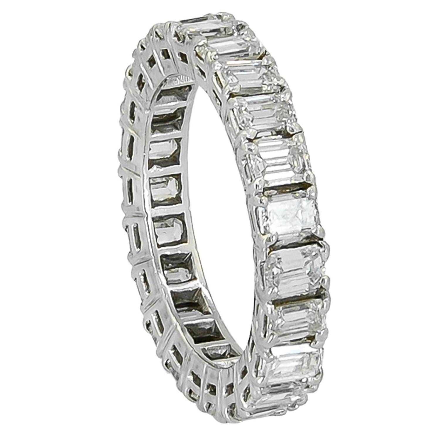 Diamond Emerald Cut Eternity Band Ring For Sale