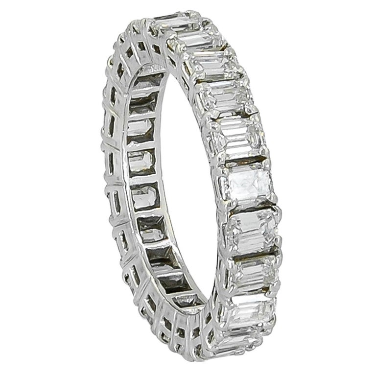 Diamond Emerald Cut Eternity Band Ring For Sale at 1stDibs