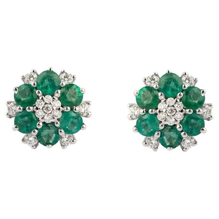 Diamond Emerald Earring For Sale at 1stDibs
