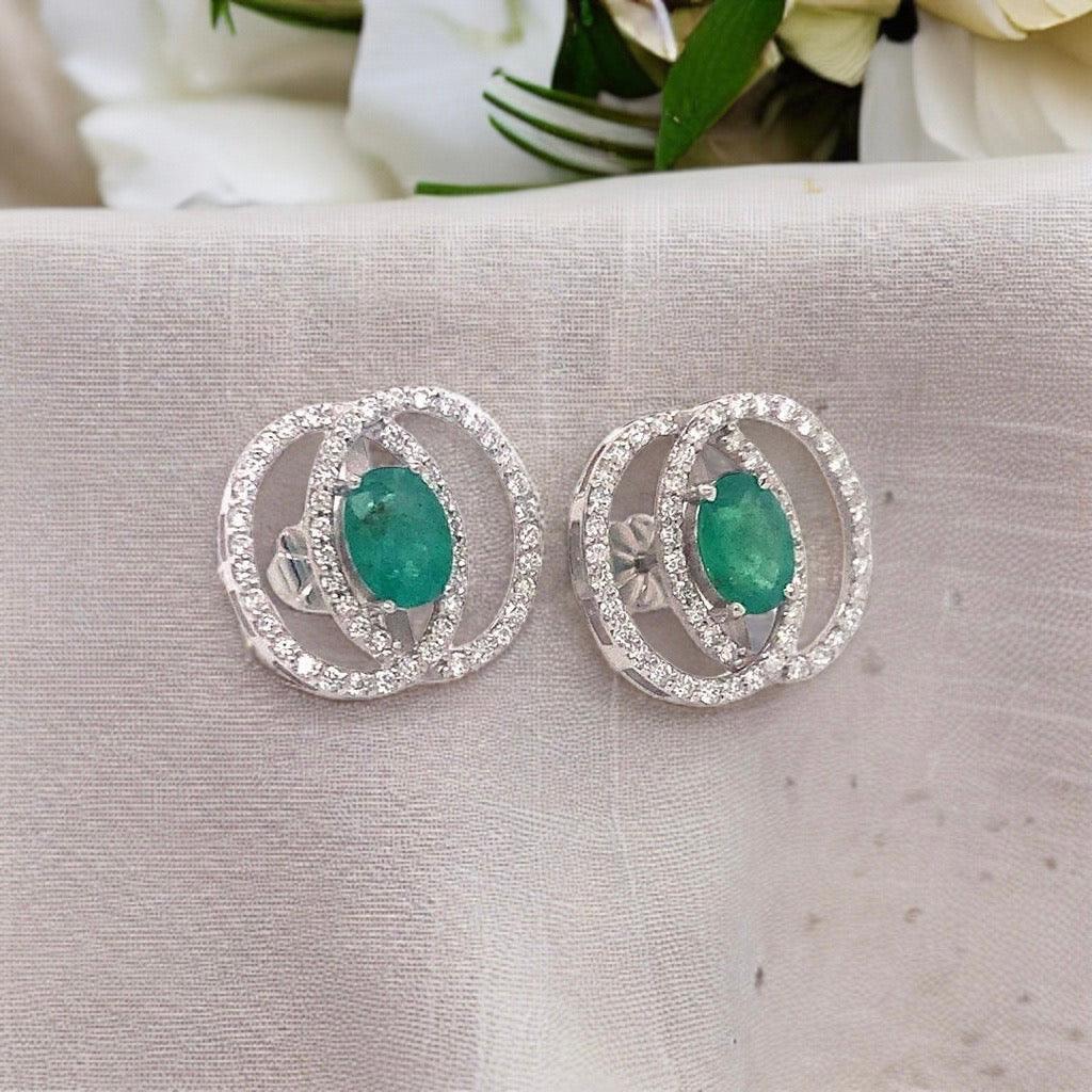 Orecchini con smeraldo e diamante in oro bianco 14k 2,16 TCW certificati in vendita 6