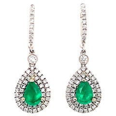 Diamond Emerald Earrings 18 Karat 2.11 Carat Dangle Certified