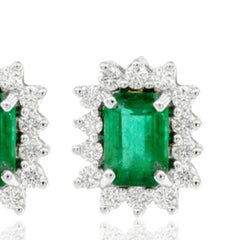 Diamond emerald earrings