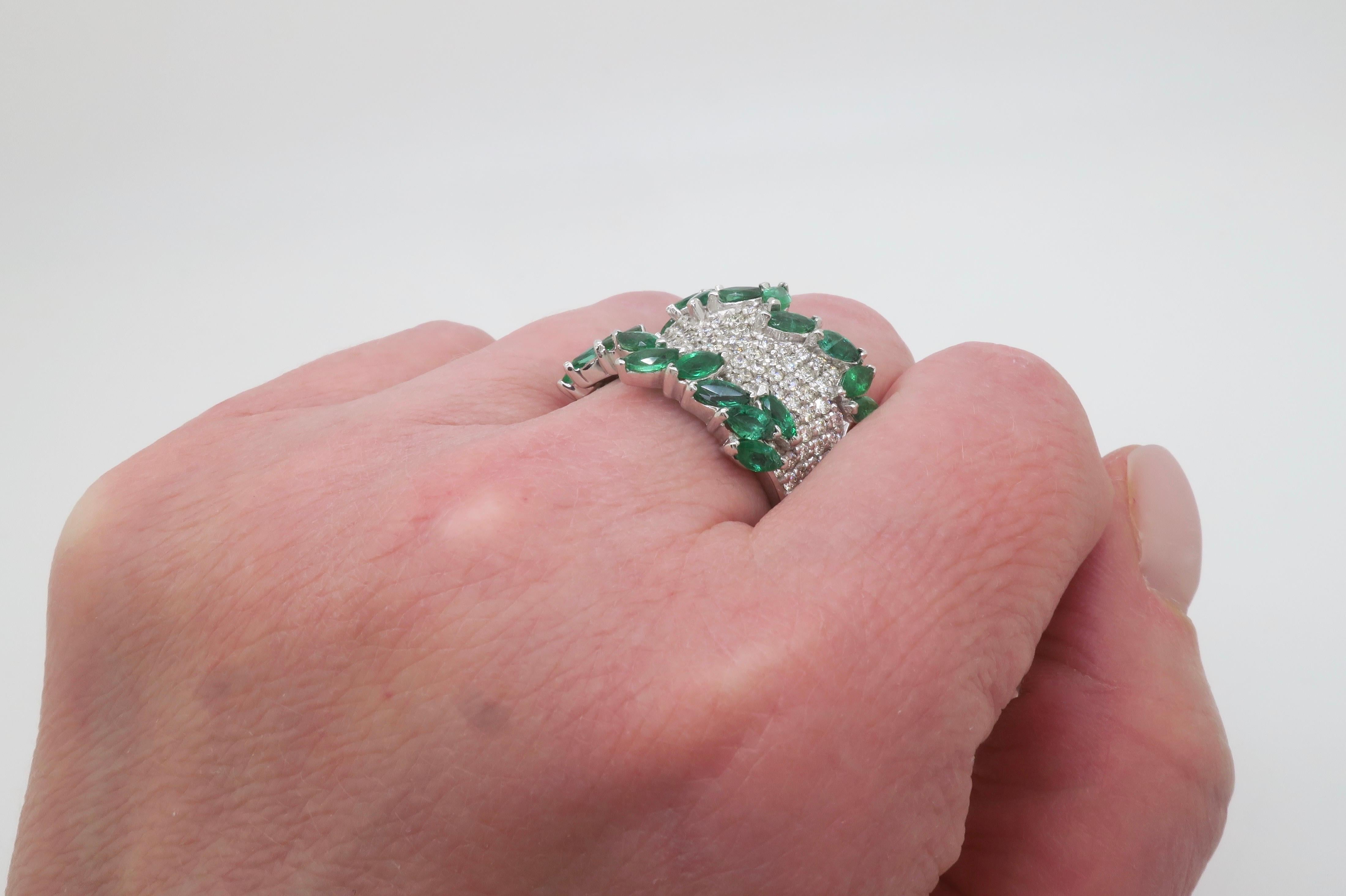 Marquise Cut Diamond & Emerald EFFY Ring