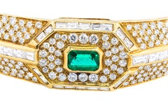 Diamond & Emerald Gold Bangle