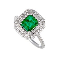 Diamond Emerald Gold Cocktail Ring Vintage Diamond Emerald Gold Cocktail Ring