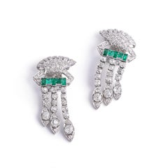 Diamond Emerald Gold Earrings