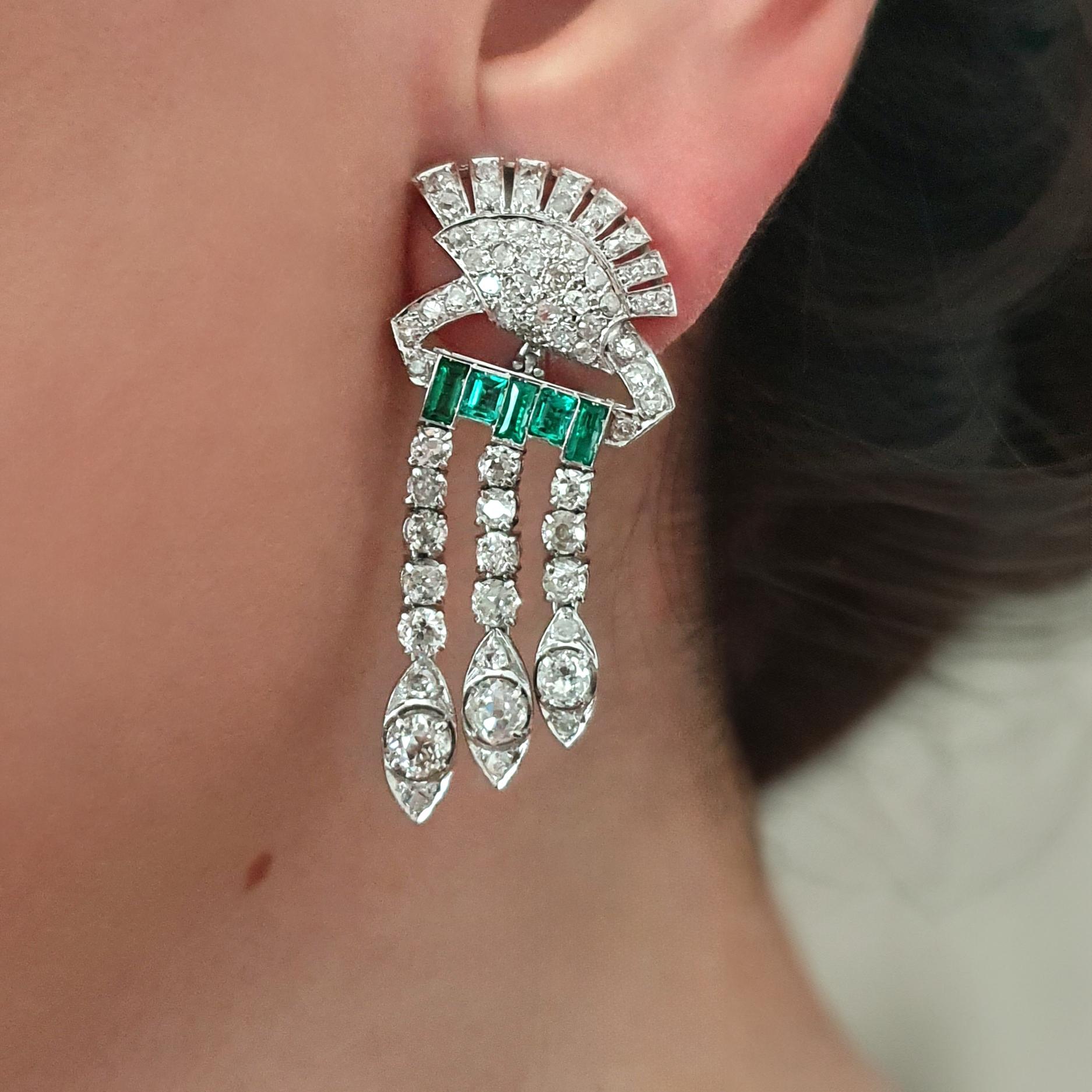 Orecchini in oro con diamante e smeraldo In condizioni buone in vendita a Geneva, CH