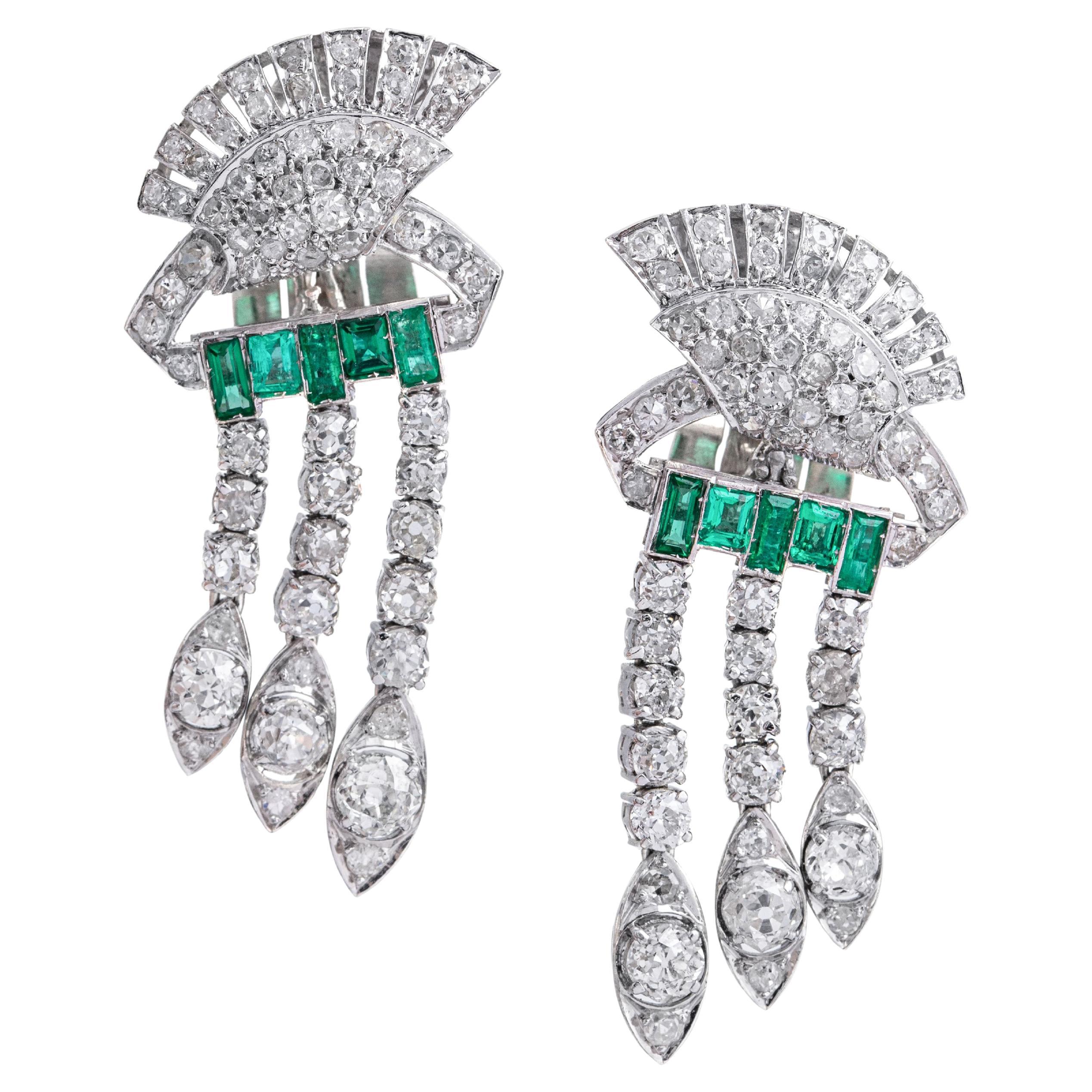 Orecchini in oro con diamante e smeraldo