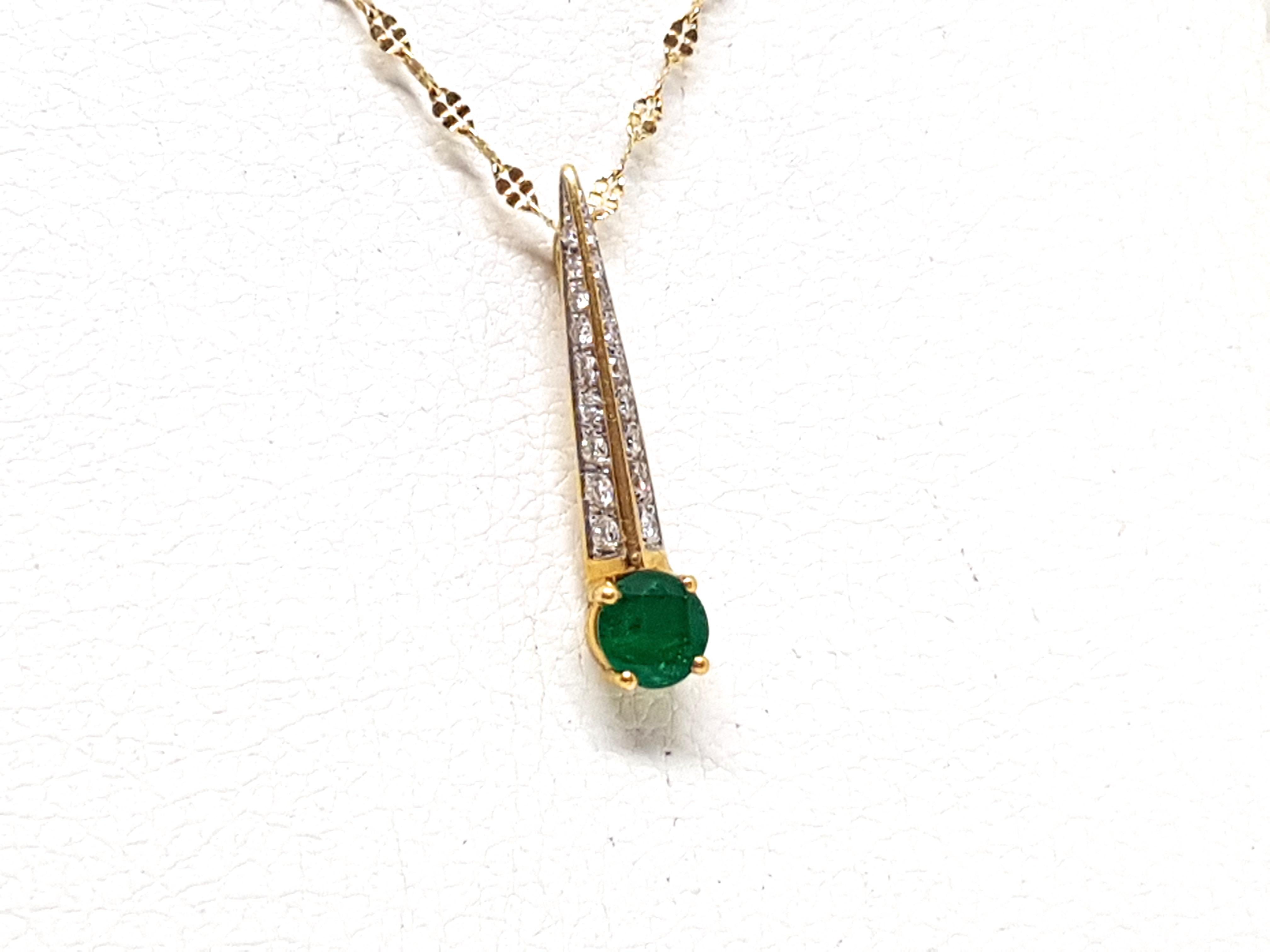 Diamond Emerald Gold Necklace Pendant 1