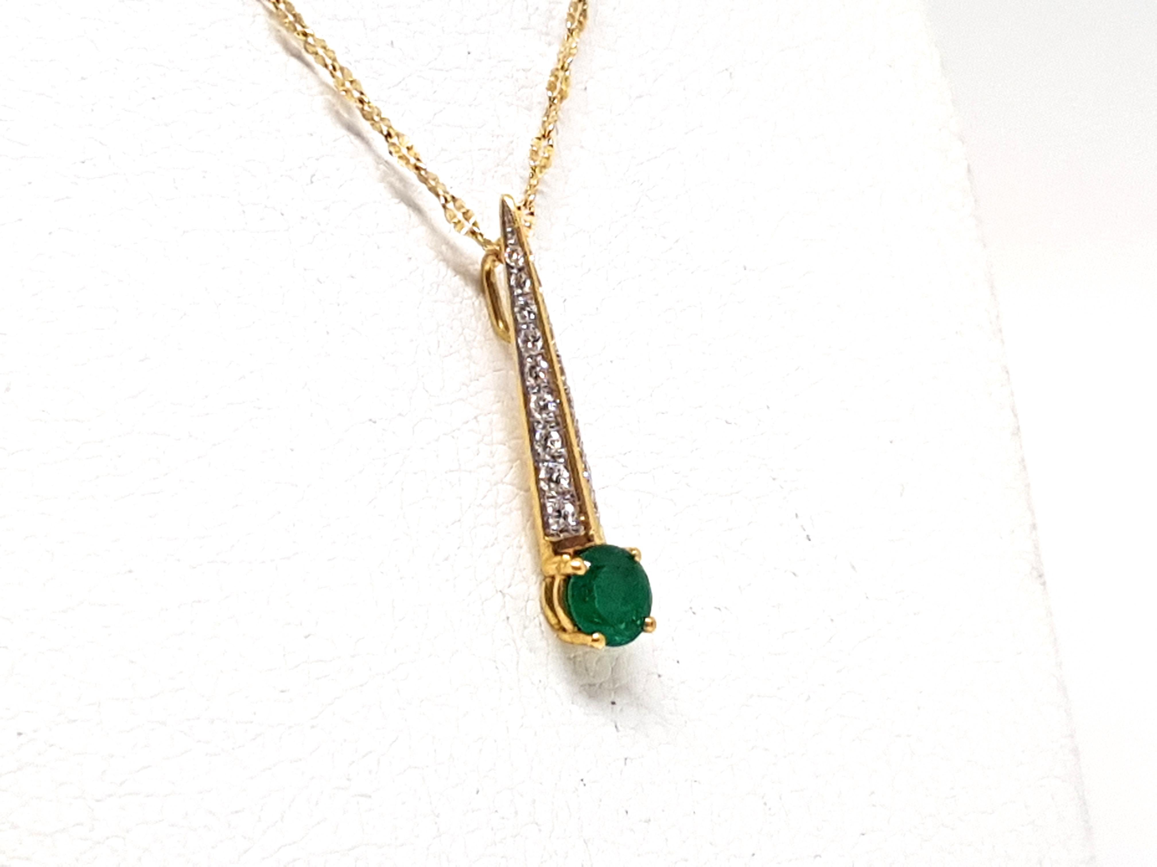 Diamond Emerald Gold Necklace Pendant 2