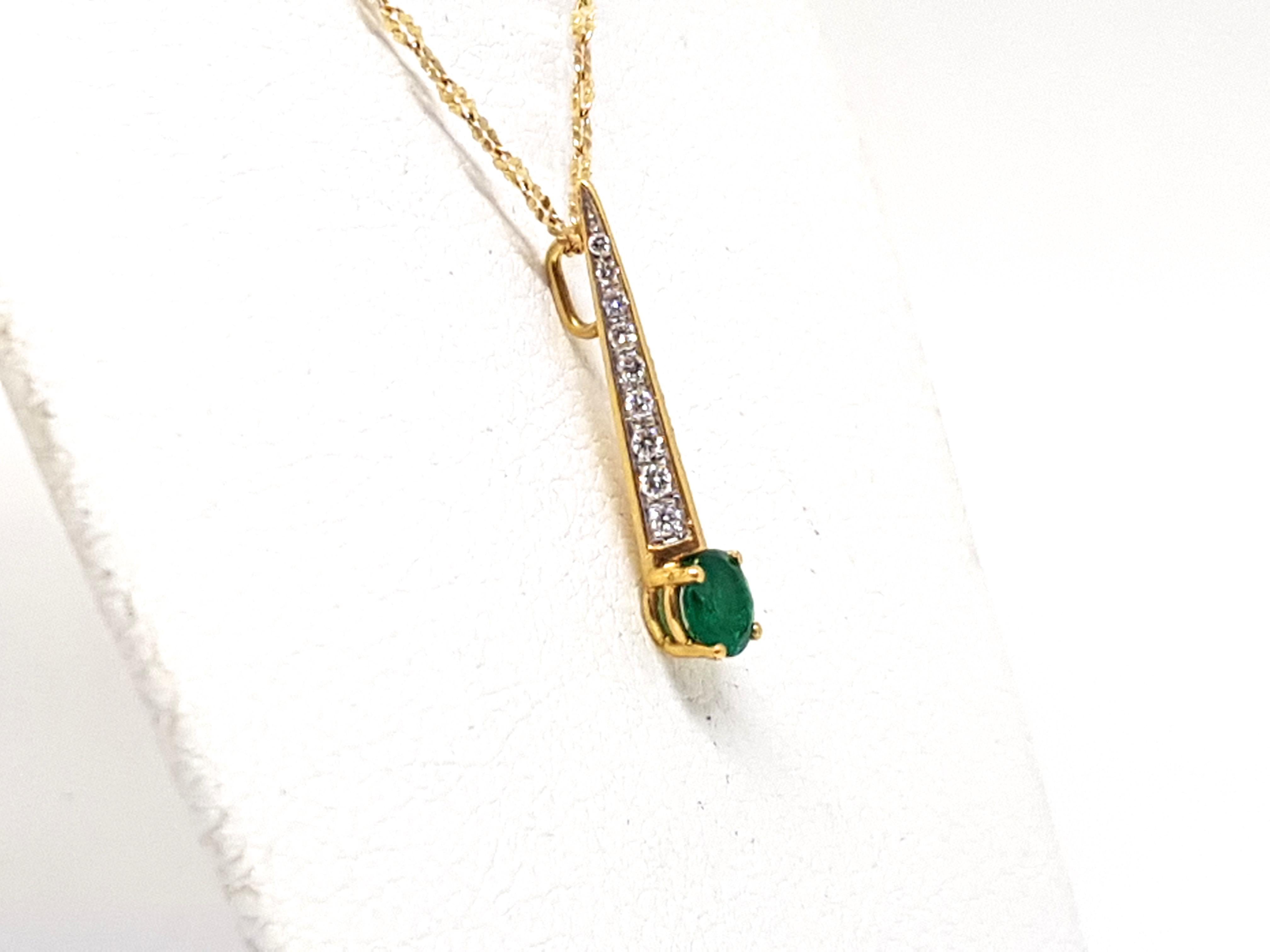 Diamond Emerald Gold Necklace Pendant 3