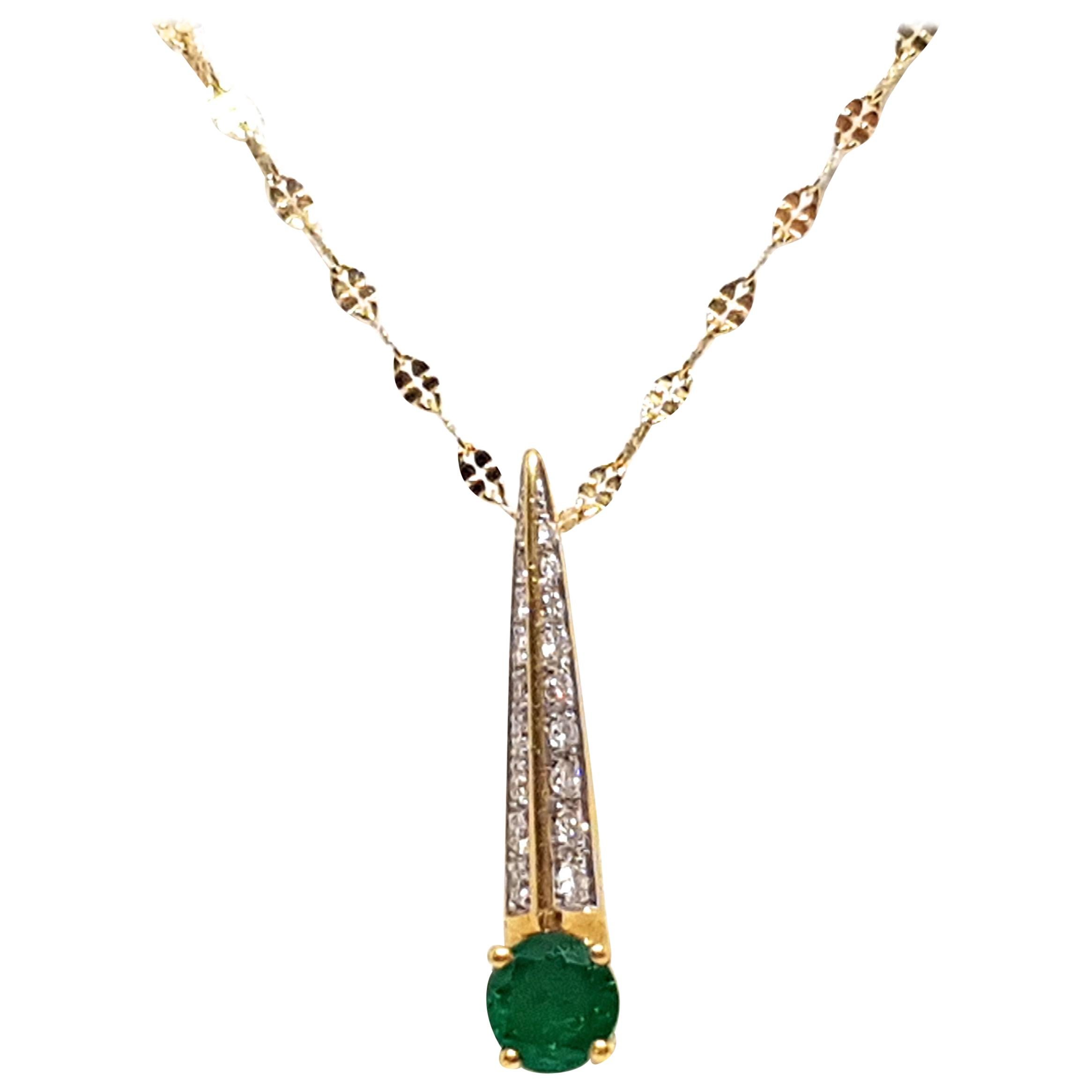 Diamond Emerald Gold Necklace Pendant
