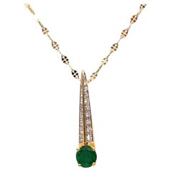 Diamond Emerald Gold Necklace Pendant